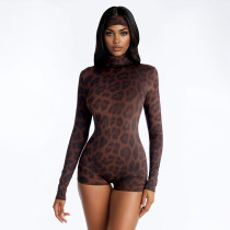EVE Leopard Printed Long Sleeve Romper(With Headscarf) GDSF-J26RP432