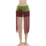EVE Color Block Knits Tassel Skirt GZJQ-W6J17289A