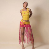 EVE Color Block Knits Tassel Skirt GZJQ-W6J17289A