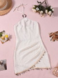 EVE Solid Color Halterneck Mini Dress GFRT-33169DBY
