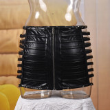 EVE Hollow Out Rivet PU Leather Skirt GFRT-DZF3079XY