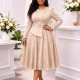 EVE Plus Size Lace Patchwork Midi Dress GATE-649