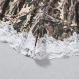 EVE Camouflage Printed Lace Patchwork Two Piece Shorts Set GFRT-60575TBL