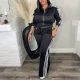 EVE Stripe Patchwork Long Sleeve Sport Pants Suit HNIF-YF024