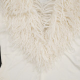 EVE Solid Color Casual Deep V Neck Fur Top GSZM-D26BS347