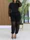 EVE Lace Hollow Out See Through Two Piece Pants Set HNIF-SR013
