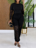 EVE Lace Hollow Out See Through Two Piece Pants Set HNIF-SR013