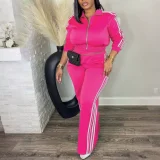 EVE Stripe Patchwork Long Sleeve Sport Pants Suit HNIF-YF024