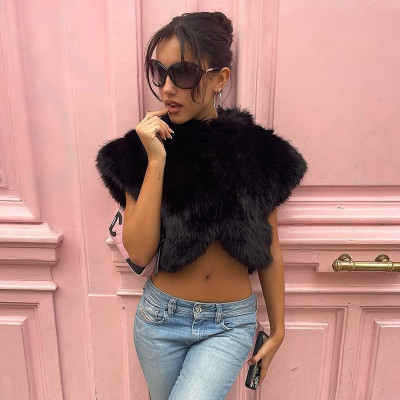 EVE Stand Collar Fur Top GDSF-D26TP335