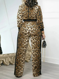 EVE Leopard Printed Long Sleeve Two Piece Pants Set HNIF-TY023