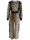 EVE Leopard Printed Long Sleeve Two Piece Pants Set HNIF-TY023