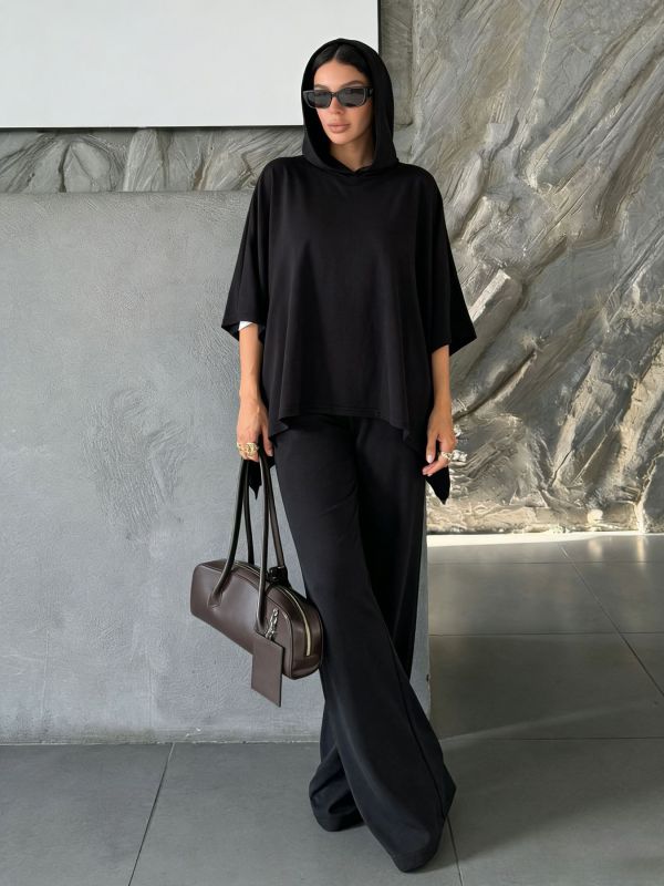 EVE Loose Long Sleeve Hooded Top Pants Suit HNIF-MC019