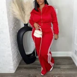 EVE Stripe Patchwork Long Sleeve Sport Pants Suit HNIF-YF024