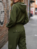 EVE Long Sleeve Zipper Hooded Casual Pants Suit HNIF-MC009