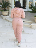 EVE Long Sleeve Zipper Hooded Casual Pants Suit HNIF-MC009