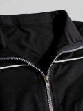 EVE Contrast-Color Striped Zipper Coat Wide-Leg Pants Casual Sports Two Piece Set HNIF-MC006