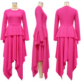 EVE Long Sleeve Ruffles Irregular Maxi Dress YF-11117