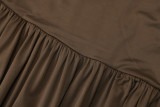 EVE Long Sleeve Solid Color Ruched Maxi Dress BLG-D5619385A