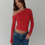 EVE Long Sleeve Slash Shoulder Tops BLG-T5519240A