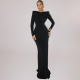 EVE Long Sleeve Backless Slim Maxi Dress BLG-D5A20334A