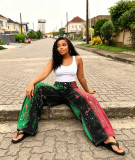 EVE Plus Size Splash Ink Graffiti Pattern Jeans GYLN-9950