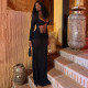 EVE Solid Color Hollow Out Maxi Dress GJYO-JD305918