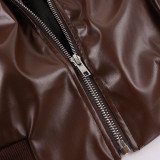 EVE Long Sleeve Zipper Leather Jackets GPKJ-MR52216