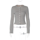 EVE Stripe Long Sleeve Top BLG-T6722158A