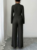 EVE Solid Color Flare Sleeve Two Piece Pants Set HNIF-SY018