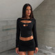 EVE Rivet Hollow Out Long Sleeve T Shirt GPKJ-MR49040