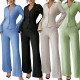 EVE Solid Color Flare Sleeve Two Piece Pants Set HNIF-SY018