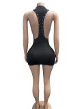 EVE Sleeveless Solid Color Rivet Mini Dress GFCF-1590