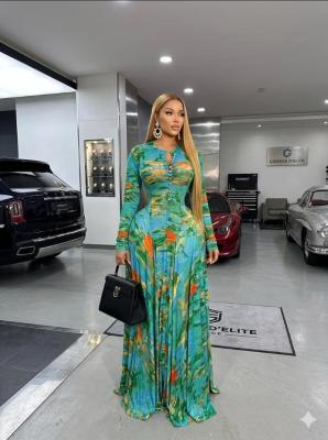 EVE Long Sleeve Printed Single Breasted Maxi Dress GFXI-fx638