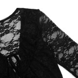 EVE Solid Color Lace Ruffles Mini Dress GSZM-D26DS402