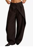 EVE Solid Color Pleated Casual Pants QODY-6081