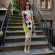 EVE Printed Color Block Sling Midi Dress GZJQ-K6D17523A