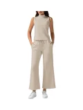 EVE Solid Color Sleeveless Two Piece Pants Set GWHT-19