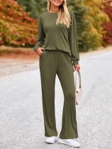 EVE Round Neck Long Sleeve Top Pants Sport Suit GWHT-K999