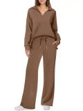 EVE Long Sleeve V Neck Long Sleeve Pants Suit GWHT-A19