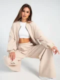 EVE Plus Size Long Sleeve Zipper Sweatshirt Coat Pants Suit GWHT-A008