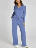 EVE Long Sleeve V Neck Long Sleeve Pants Suit GWHT-A19