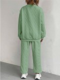 EVE Plus Size Threaded Jacquard Long Pants Casual Two-piece Set GWHT-A23