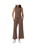 EVE Solid Color Sleeveless Two Piece Pants Set GWHT-19