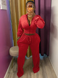 EVE Long Sleeve Zipper Top Wide Leg Pants Suit CH-26086