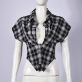 EVE Plaid Printed Irregular Shirt GNZD-12139TBM