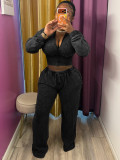EVE Long Sleeve Zipper Top Wide Leg Pants Suit CH-26086