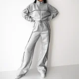 EVE Plus Size Casual Sport Long Sleeve Pants Suit GHMF-28696