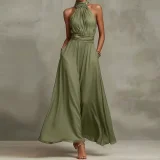 EVE Plus Size Halterneck Sleeveless Maxi Dress GHMF-30592