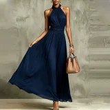 EVE Plus Size Halterneck Sleeveless Maxi Dress GHMF-30592
