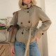EVE Plus Size Solid Color Tie Up Short Coats GHMF-29898